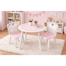 Juego de Mesa y 2 Sillas Infantiles Temática Floral, Rosa/Blanco, 18 Meses a 6 Años Set para habitación de bebé e infantil price
