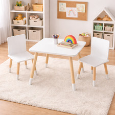 Juego de mesa y 2 sillas temáticas blancas para niños, de 18 meses a 6 años Set para habitación de bebé e infantil price