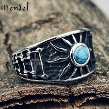 Anillo MENDEL Para Hombres Turquesa Sol Motociclista Banda Acero Inoxidable Talla 7 8 9 10 11 12-15 Anillo de hombre price
