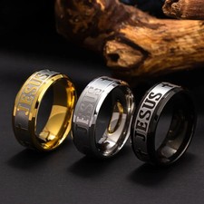 Anillo Jesús Acero Inoxidable - Plata Talla P (Reino Unido) - Banda Religiosa Hombre/Mujer’s Anillo de hombre price