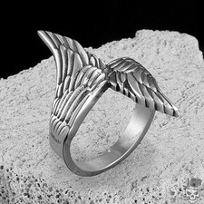 Anillo de acero inoxidable con alas de ángel para hombre estilo punk para... Anillo de hombre price