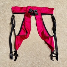 Cinturón Liguero Bordelle Rosa Fucsia Brillante/Profundo y Negro con Arcos, Talla Pequeña Garter Cinturón price