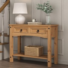 Mesa Consola 2 Cajones Corona Hall Mexicano Pino Macizo Encerado Console Muebles price
