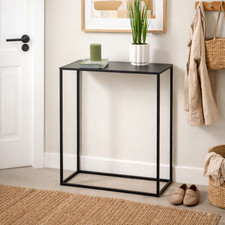 Mesa consola mármol negro marco de metal negro con estante mesa auxiliar estantería Console Muebles price