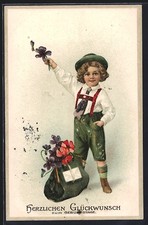 Postal en relieve felicitación cumpleaños, niño pequeño en pantalones de... Pantalones de niño price