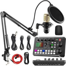 Paquete de equipo de podcast F998 BM800 micrófono mezclador DJ kit de tarjeta de sonido Micrófono de estudio price
