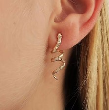 Pendientes De Fantasía De Acero Dorado, Clavos En Forma De Serpientes Onduladas Pendientes de fantasía price