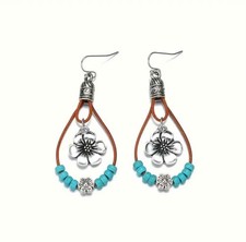 Pendientes De Fantasía Plateados, Pendientes De Cuerda Con Flores Y Perlas Pendientes de fantasía price