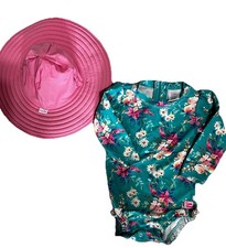 Traje de baño y sombrero floral verde con volantes para bebé niña talla 12-18M 1 pieza 12-2 Bañador para bebé price