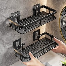 Estante de baño sin taladro montado en la pared champú botella almacenamiento estante de aluminio Baño Estante price