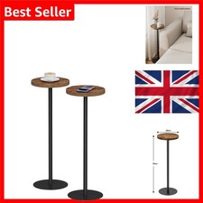 V1TB01BB0652EU Juego de 2 Mesas Auxiliares Altas Redondas Marrón Modernas con Pedestal de Metal Side Mesa price