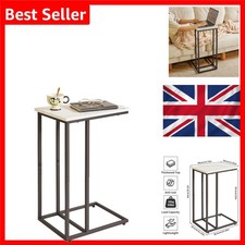 Mesa auxiliar moderna en forma de C imitación mármol espacio pequeño marco de metal negro Side Mesa price
