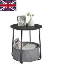 Elegante Mesa Auxiliar Redonda con Cesta de Tela Gris Pizarra - Solución de Almacenamiento Moderna Side Mesa price