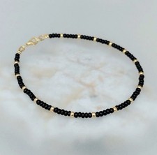 Pulsera Tobillera Grande Negra y Dorada con Cuentas Elegante Verano Damas Joyería 23.6cm Anklet price