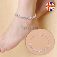 Pulsera tobillera ajustable con incrustaciones de cristales de circonita plateada cadena de tenis para mujer Anklet price
