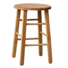 Taburete BAR De Madera Con Asiento Redondo H 47 CM Nogal Claro Pierna Recto Bar Taburete price