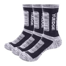 YUEDGE Hombres Aire Libre Senderismo Caminar Calcetines Acolchados Deportes 9-12, Par3/Negro Calcetines (de Exterior) price