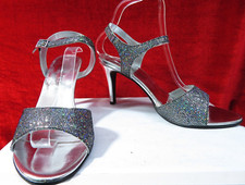 KALEIDOSCOPE zapatos de noche con tacón peep toe plateado brillo Reino Unido 7 UE 40 Evening Zapatos price