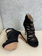 Sandalias de tacón de aguja de gamuza con tiras negras H&M EUR 39 UK 6 zapatos de fiesta noche Evening Zapatos price