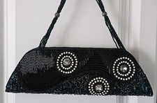 Bolso sin asas con lentejuelas de boda formal de graduación de diamantes de imitación con cuentas negras Evening Bolso price