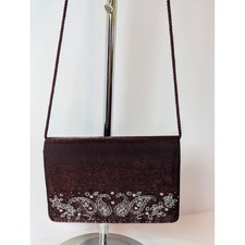 Bolso sin asas Valerie Stevens borgoña satinado con cuentas cachemira noche espejo Evening Bolso price