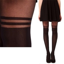 Medias pantimedias negras sexy para mujer tentación transparente simulada con tirantes.t2 Pantyhose price