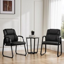 Silla de oficina sin ruedas silla de cuero para invitados para sala de conferencias negra paquete de 2 Oficina para Visitantes Silla price