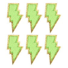 6 piezas parches de chenilla, 3 pulgadas bordes dorados perno hierro, verde claro Chenille price