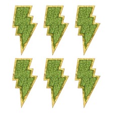 6 piezas parches de chenilla, 3 pulgadas bordes dorados perno hierro, verde Chenille price