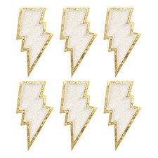 6 piezas parches de chenilla, 3 pulgadas bordes dorados perno hierro, blanco Chenille price