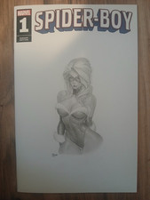 BLACK CAT SPIDERMAN ORIGINAL BOCETO CUBIERTA CÓMIC ARTE DIBUJO + 20 IMPRESIONES DE DIBUJO Drawing Colchoneta price