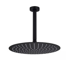 Cabezal de ducha redondo Bathstore VURTU Noir 300 mm con brazo de techo - NEGRO MATE Drawing Colchoneta price