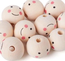 Cuentas redondas de madera natural para pintura facial sonrisa hágalo usted mismo artesanía fabricación de joyas hágalo usted mismo Bead Pintura price