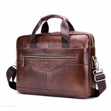 Bolso de Mano Cuero Marrón Negocios Laptop Maletín Viaje Bandolera Bolso de Hombro Briefcase de hombre price
