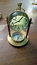 Antiguo escritorio/reloj de mesa/reloj de latón con brújula náutica victorian... Escritorio Reloj price