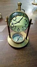 Antiguo escritorio/reloj de mesa/reloj de latón con brújula náutica victorian... Escritorio Reloj price