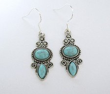 Pendientes Turquesa Color Piedra Plata Cuelga Western Boho Colored Stone Pendientes price