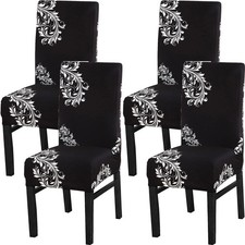 4 Fundas Para Sillas De Comedor Negras Decorativos Elastica Forros Set En Oferta Alta Silla Funda price