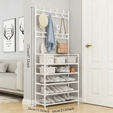 Perchero de entrada de árbol de pasillo organizador de almacenamiento de zapatos estante ganchos soporte blanco azul Hall Tree price