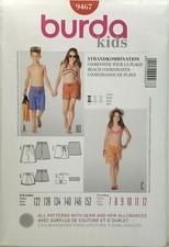 Bañador Burda 9467 para niños, top de bikini para niñas, pantalones cortos y pareo ropa de playa talla 7-12 Beachwear de niño price