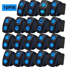 3 Position Momentary Latching  DPDT 10Pin Waterprooth 12V Blue LED Rocker Switch Switches price