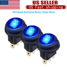 3 pcs Blue LED 12V 20A Car Boat ON/OFF Round Waterproof Rocker Toggle Switch NEW Switches price