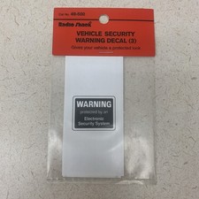 Sistema de seguridad Radio Shack ADVERTENCIA 3 pegatinas alarma calcomanía vinilo ventana vehículo Security Sistema Sets price
