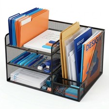 Organizador de escritorio metálico para mesa de oficina y útiles, compacto Oficina Escritorio price