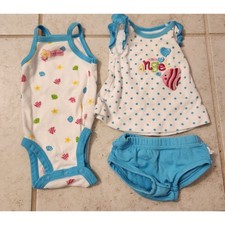 Child of Mine de Carters Conjunto de 3 piezas Body Top Bloomers Azul Blanco Camiseta Interior para bebé price