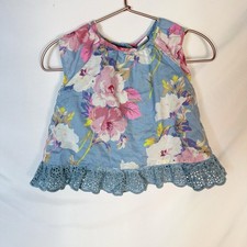 Conjunto de 2 piezas Baby Gap floral azul rosa reversible Boomers Swing Top 12-18 meses Camiseta Interior para bebé price