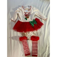 Bonnie Bebé Niñas Navidad Reno Tutú Vestido Calentadores de Piernas Conjunto 12M Rojo Camiseta Interior para bebé price