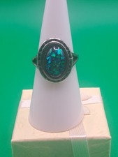 Anillo Color Plata Con Piedra Verde Con Escamas Talla 6 Artículo #57 Colored Stone Anillo price