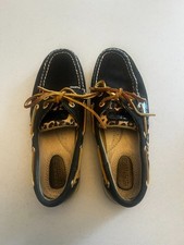 Zapatos de barco Sperry Top Sider para mujer 6, cuero negro, con estampado animal, ¡excelente estado! Boat Zapatos de mujer price
