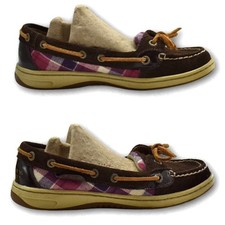 Zapatos de barco Sperry Top Sider para mujer 5,5 marrón gamuza cuero rosa púrpura a cuadros Boat Zapatos de mujer price